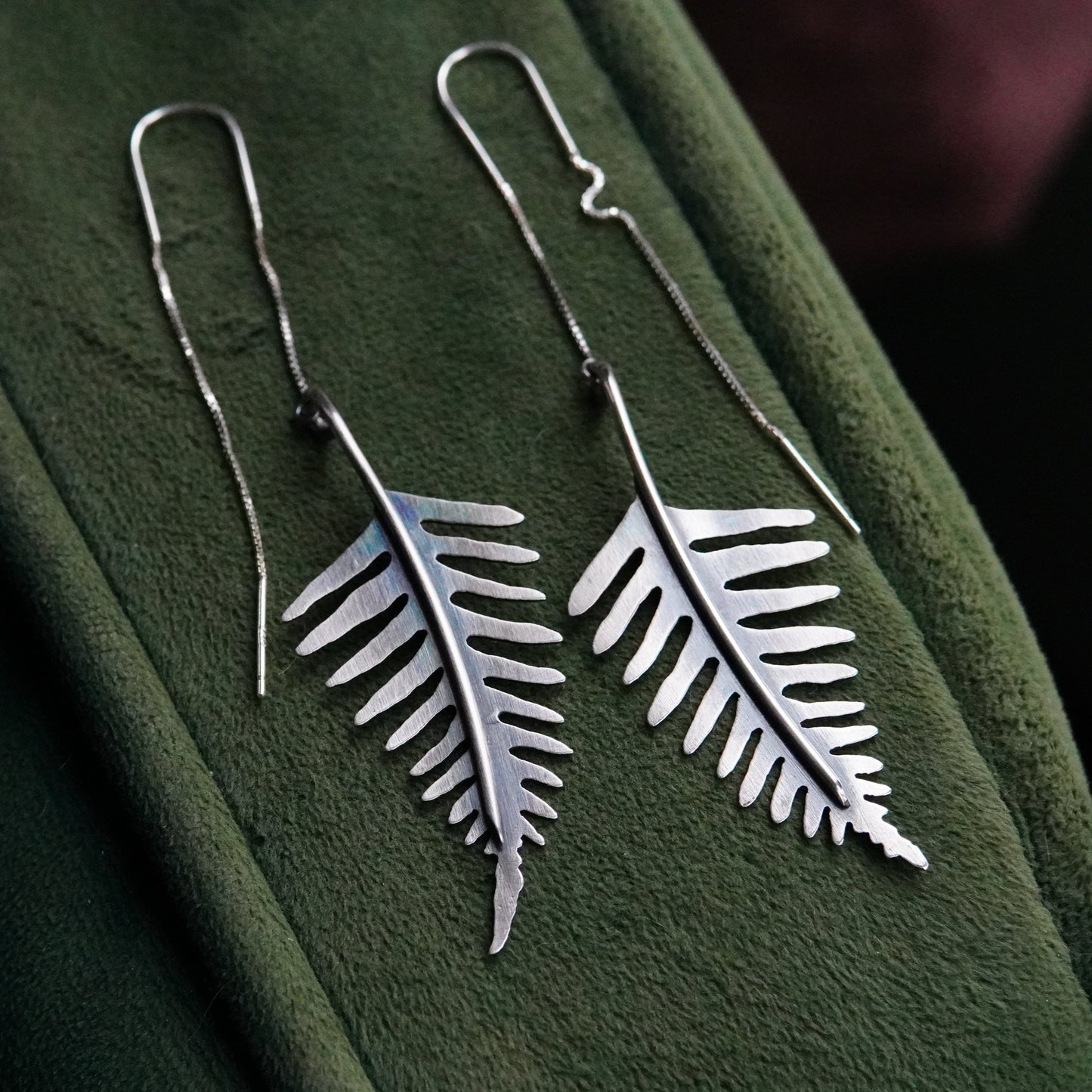 Silver Fern Threader Earrings