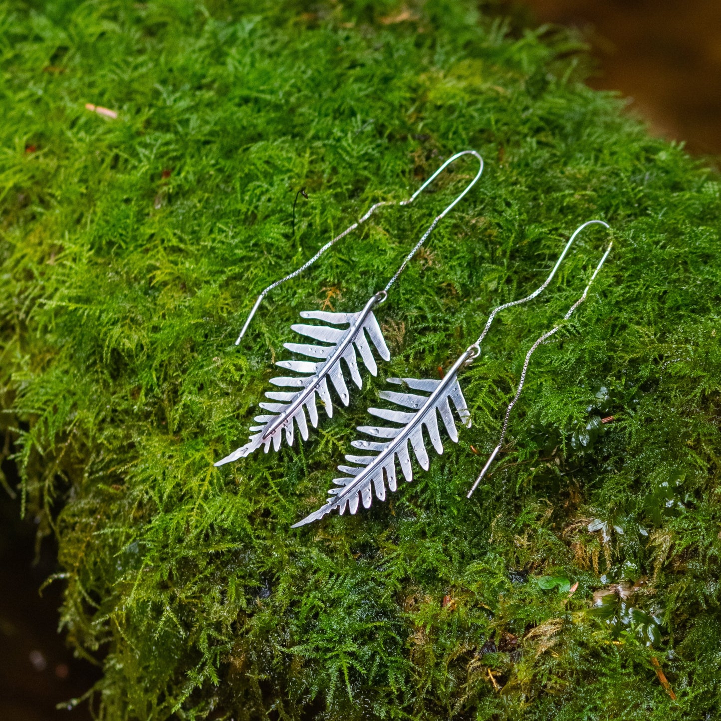 Silver Fern Threader Earrings