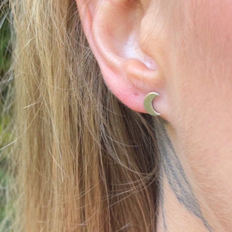 Crescent Moon Studs