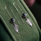 Moss agate and Fern Threader Earrings