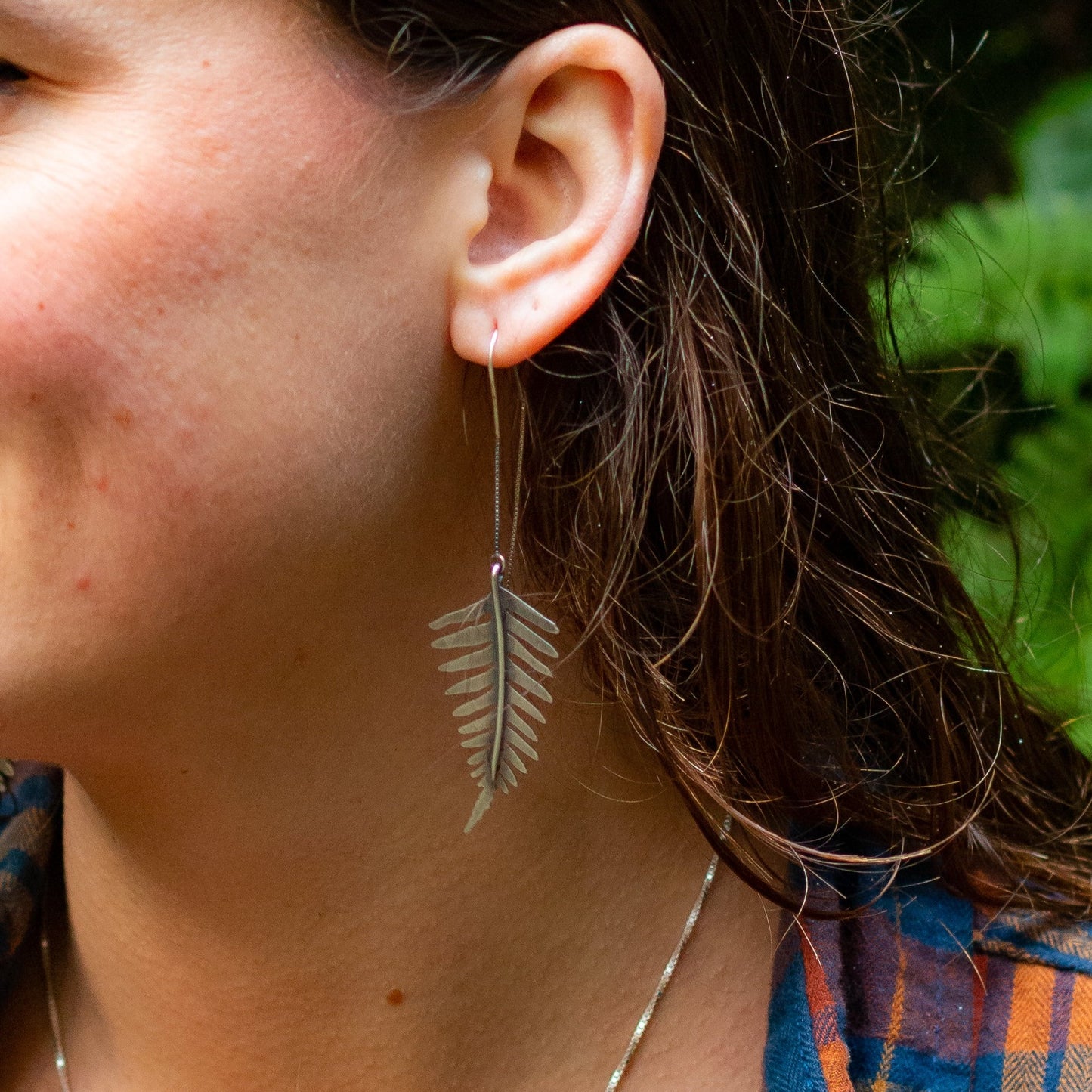 Silver Fern Threader Earrings