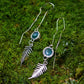 Moss agate and Fern Threader Earrings