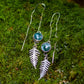 Moss agate and Fern Threader Earrings