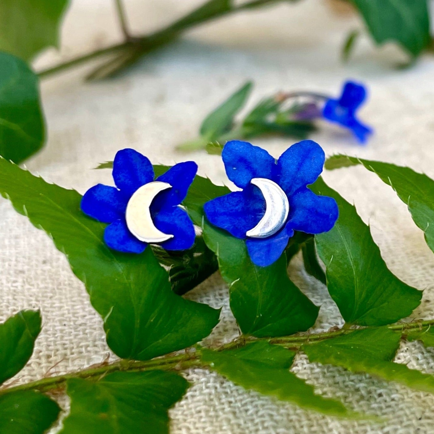 Crescent Moon Studs Handmade Sterling Silver