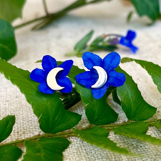 Crescent Moon Studs Handmade Sterling Silver