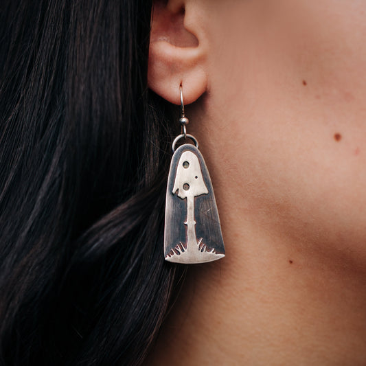 Ink Cap Mushroom Dangle Earrings