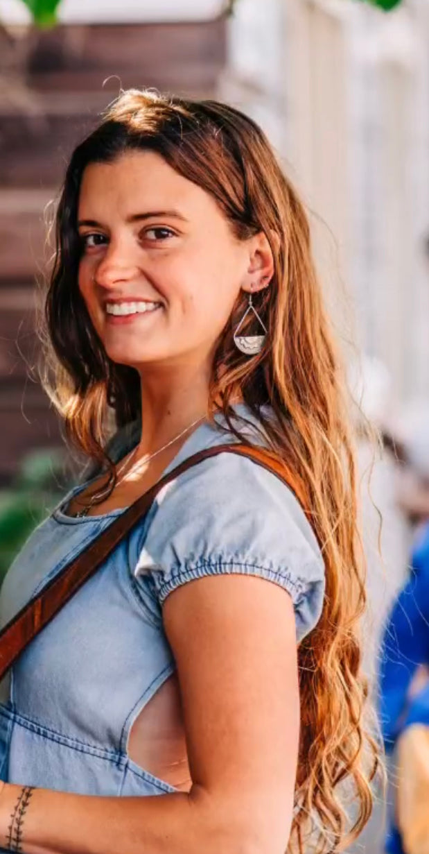 Blue and green floral top, white jeans, denim jacket, yellow flats, yellow  earrings, gray bag 1 - Putting Me Together